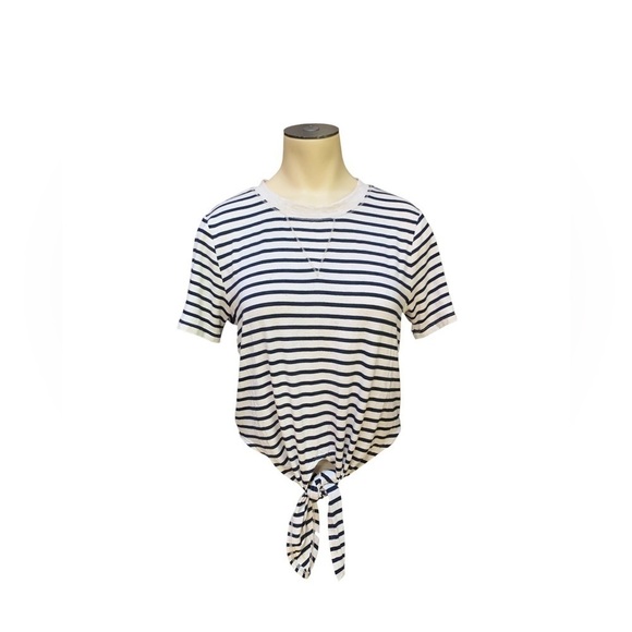 ALTAR’D State Navy Tan Striped Tie Front T-Shirt Size Small - Picture 1 of 11